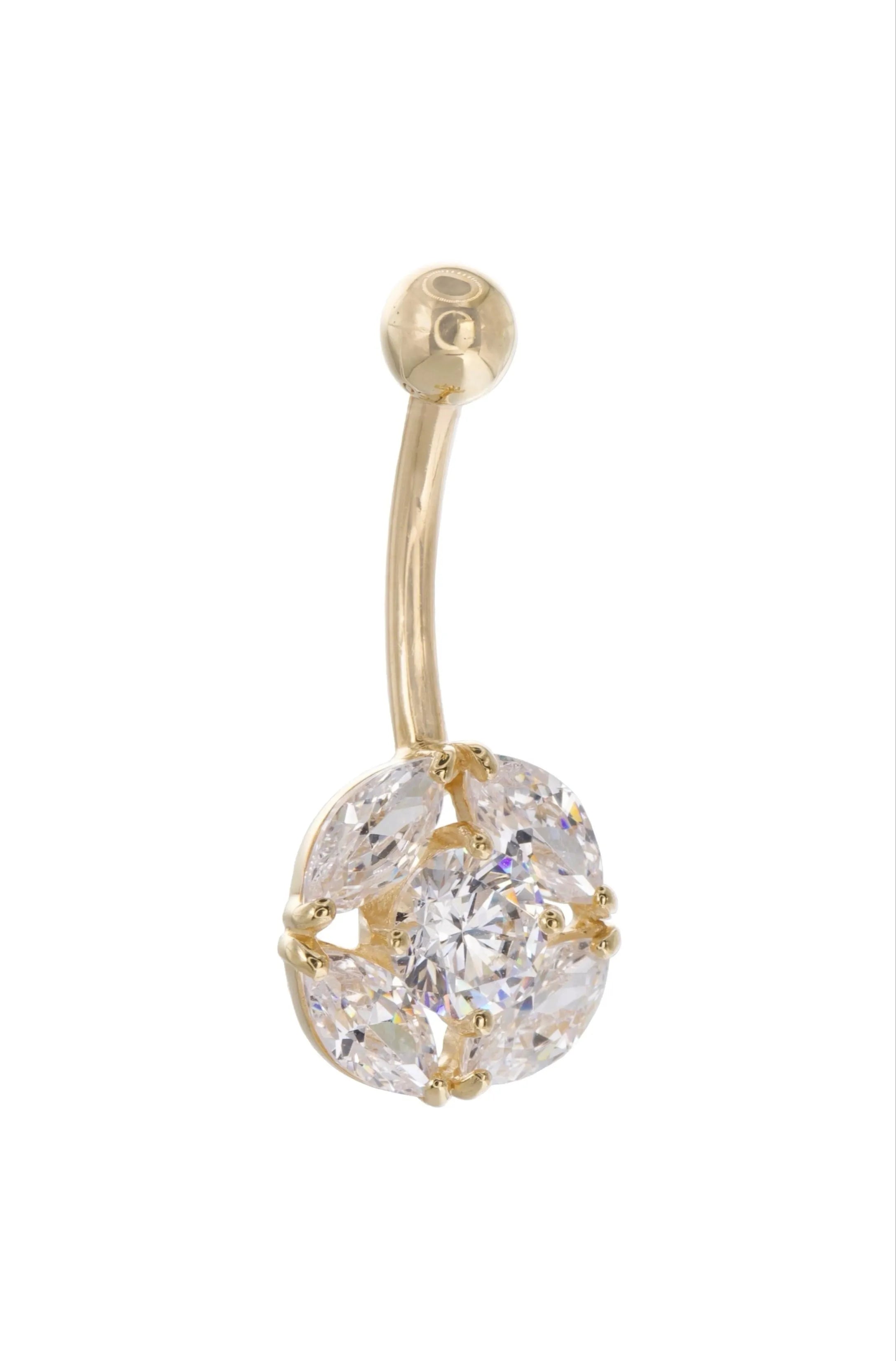 18 Carat Gold - Belly Button Piercing Multi Crystals