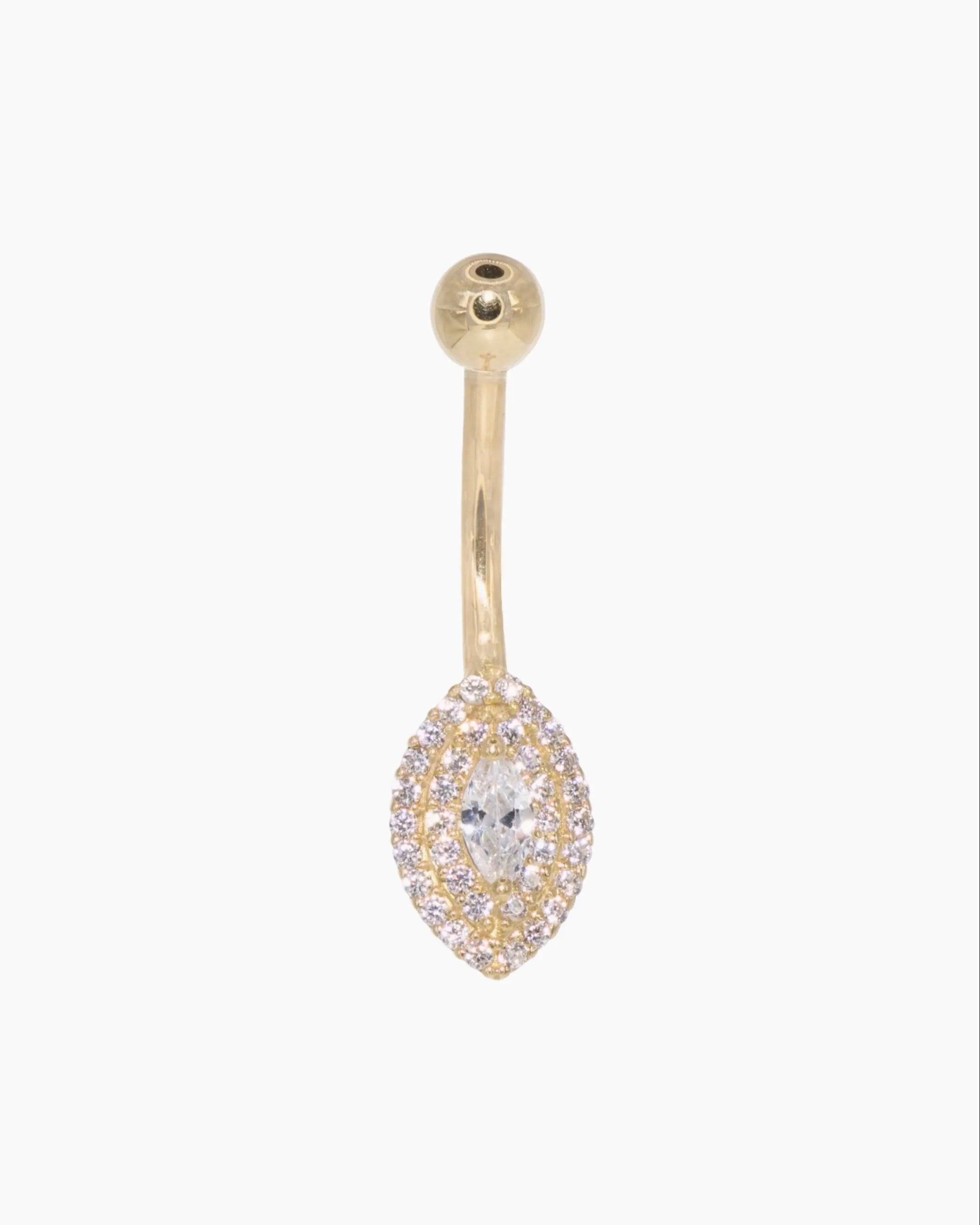 18 Carat Gold - Belly Button Piercing Multi Crystal Marquis