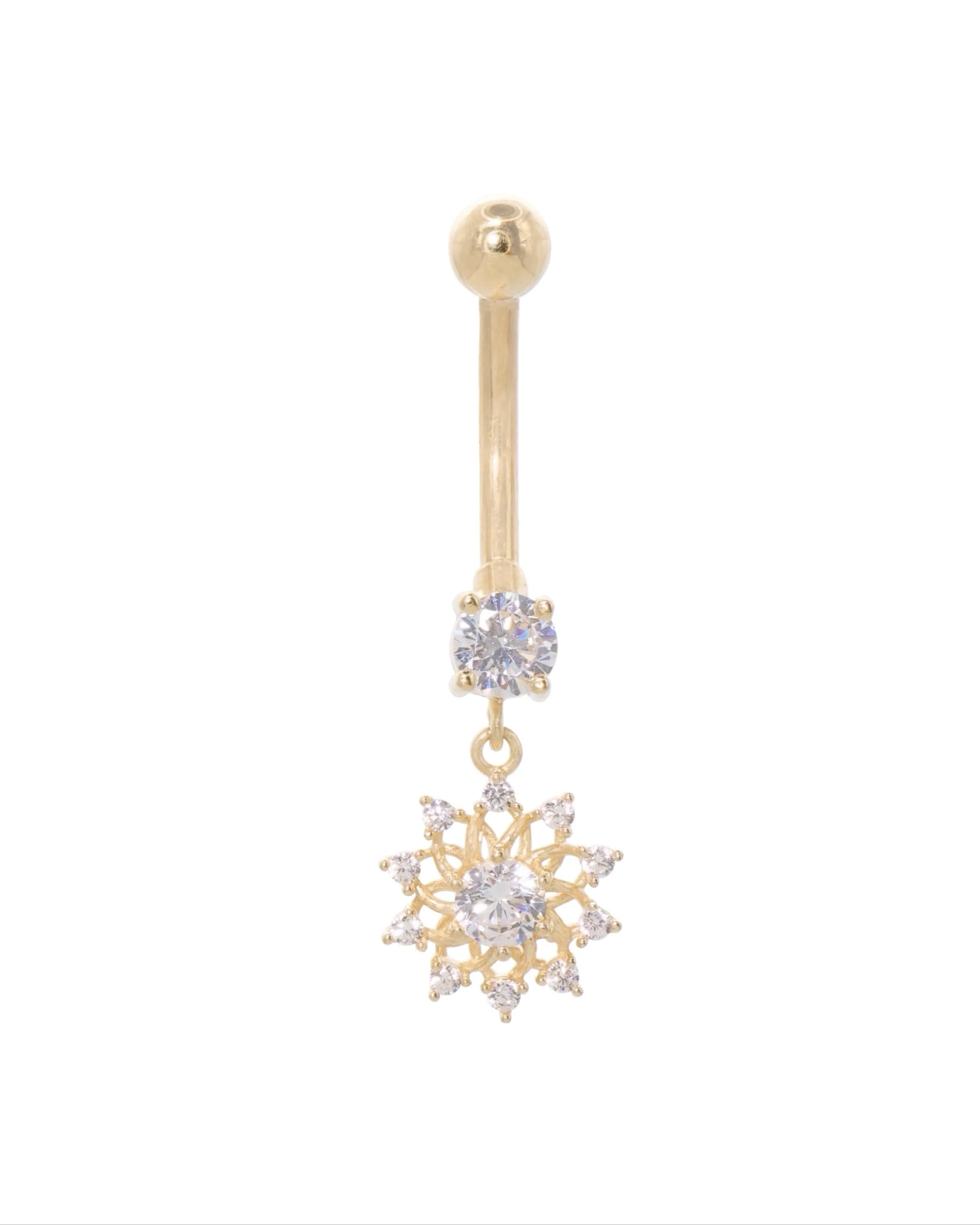 18 Carat Gold - Belly Button Piercing Snowflake