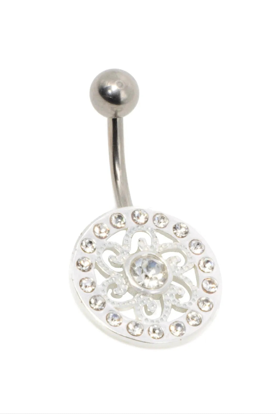 Titanium/ 925 silver - Belly Button Piercing Crystal Mandala