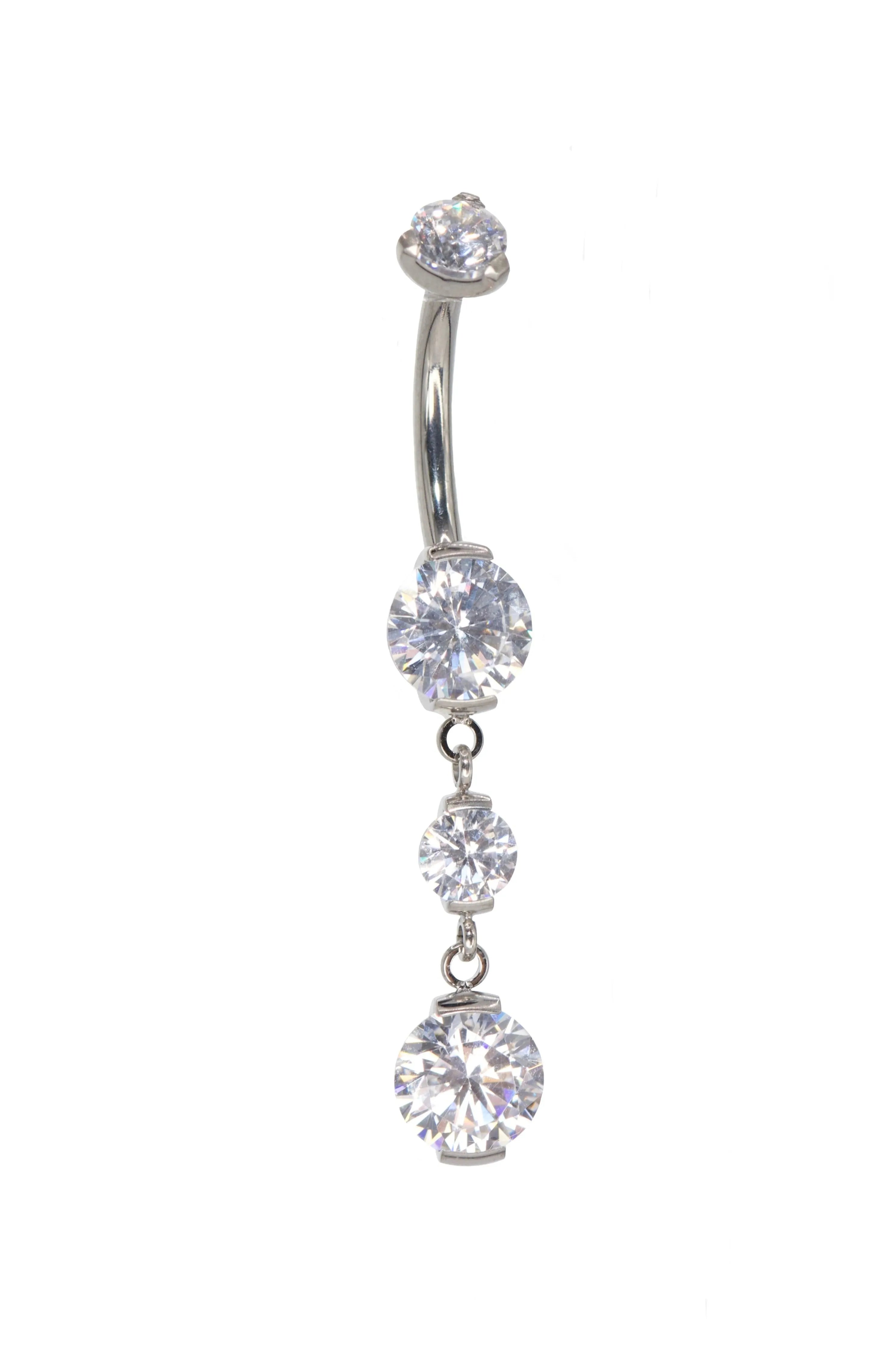 Titanium - Mini Belly Button Piercing 4 Dainty Crystals