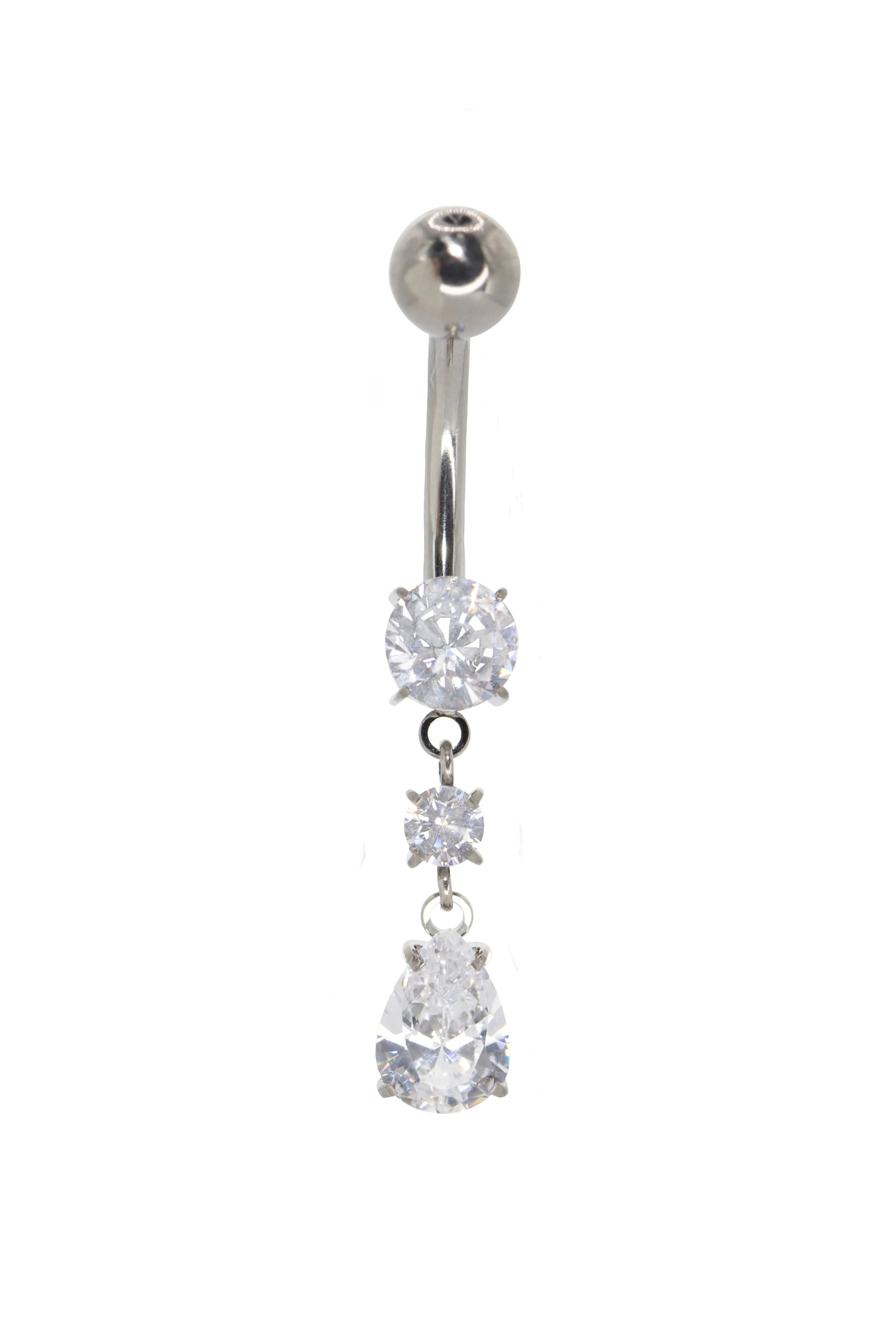 Titanium - Belly Button Piercing Dangling Crystal + Drop