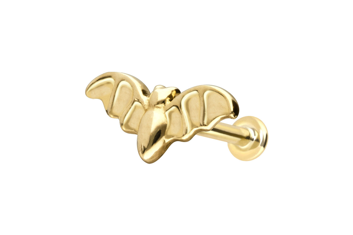 14 Karat Gold - Flat Back Earring Bat