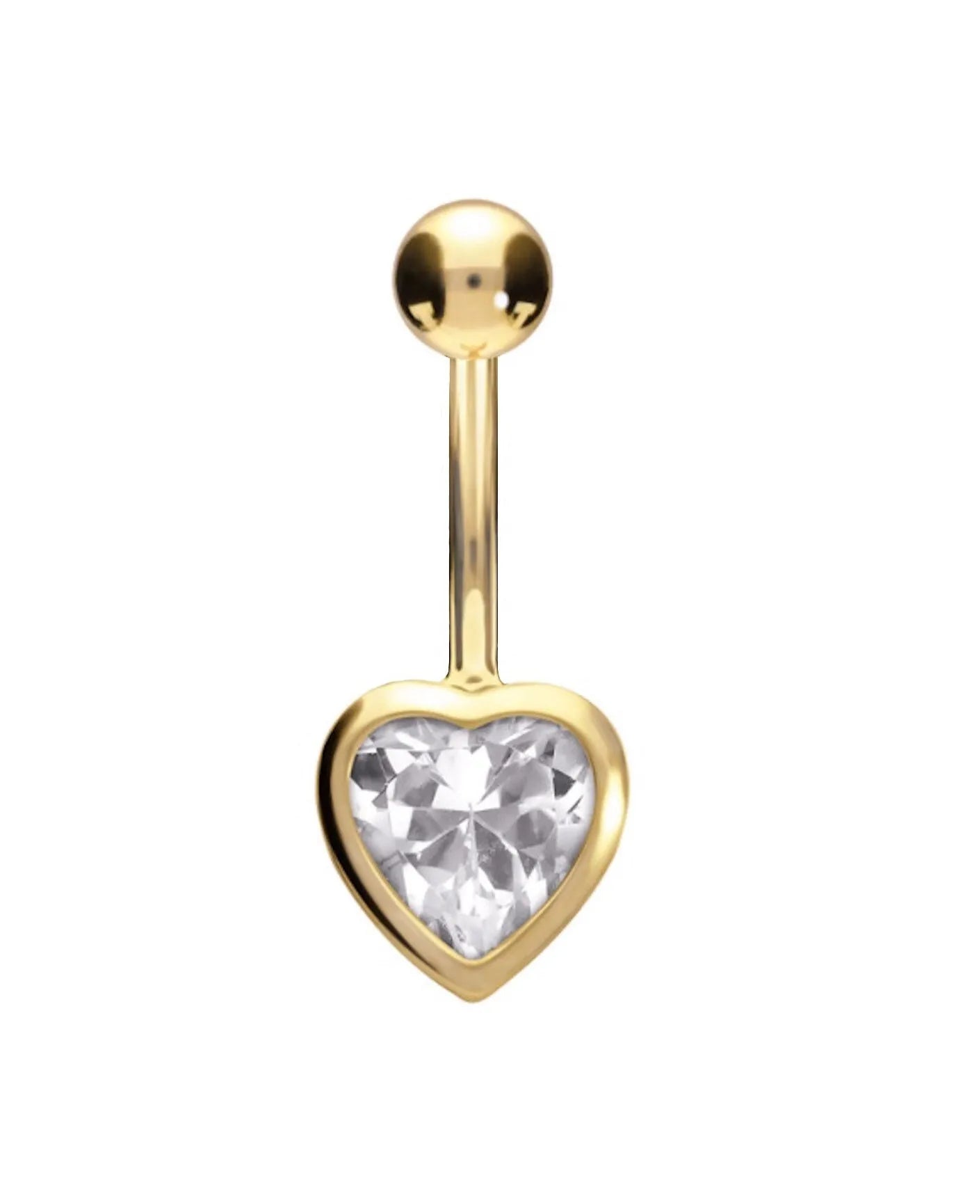 18 Carat Gold - Belly Button Piercing Crystal Heart