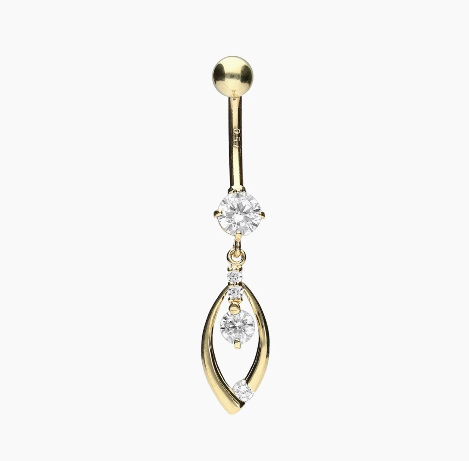 18 Carat Gold - Bellybutton Piercing Elegant Dangling Design