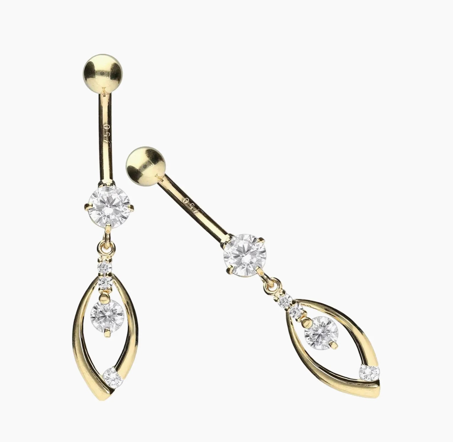 18 Carat Gold - Bellybutton Piercing Elegant Dangling Design