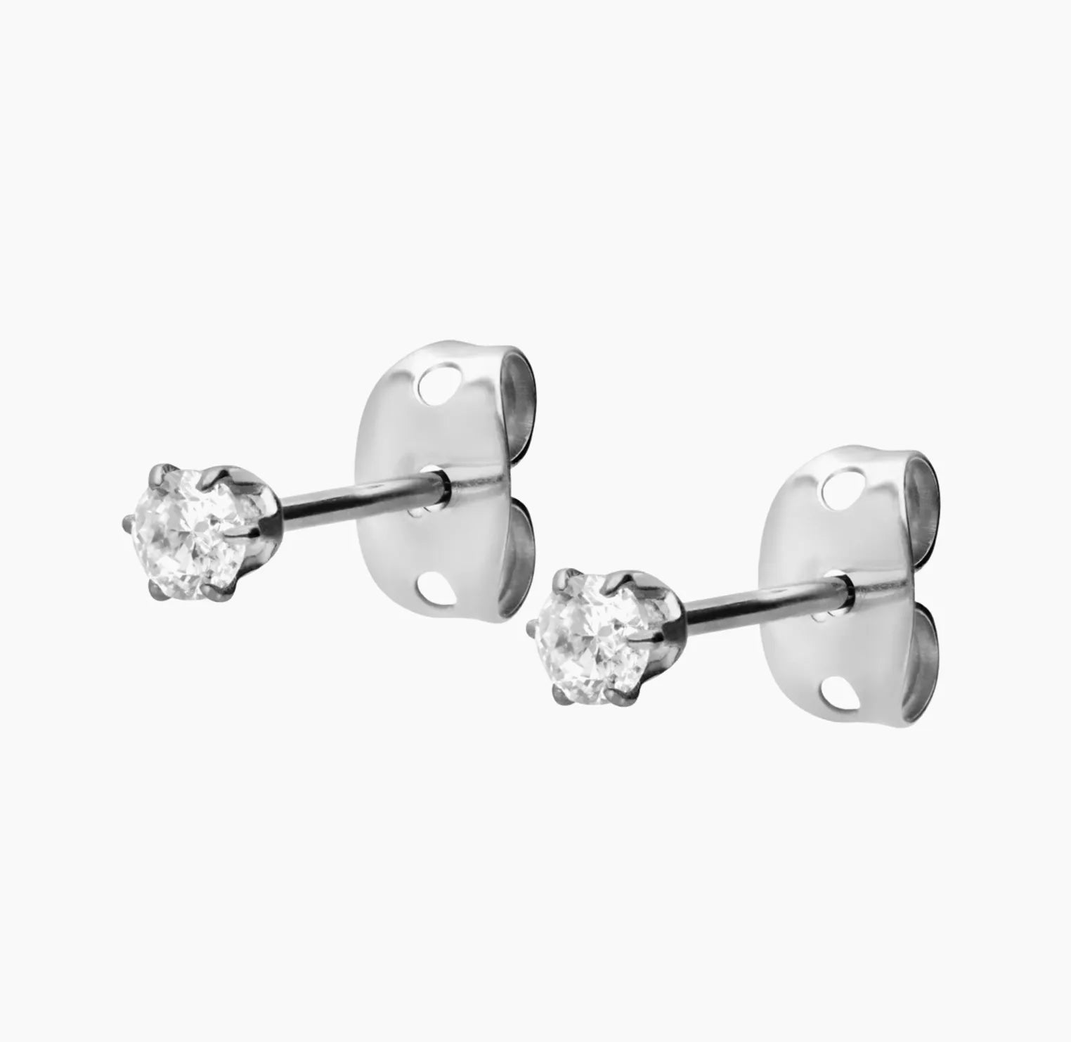 Titanium - Earring Studs Shiny Crystal