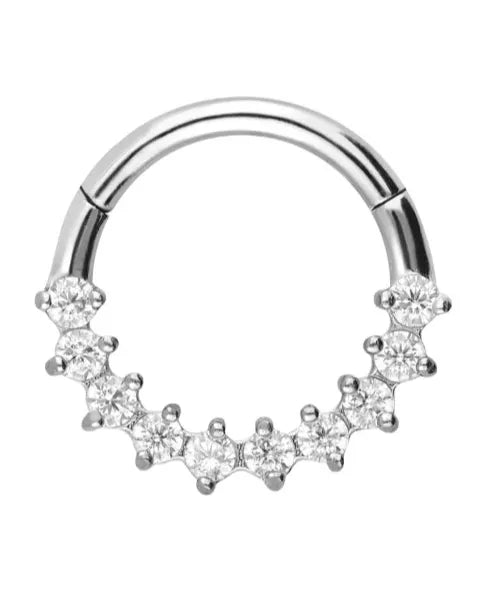 Surgical Steel 316L - Hinged Piercing Hoop 10 Crystals