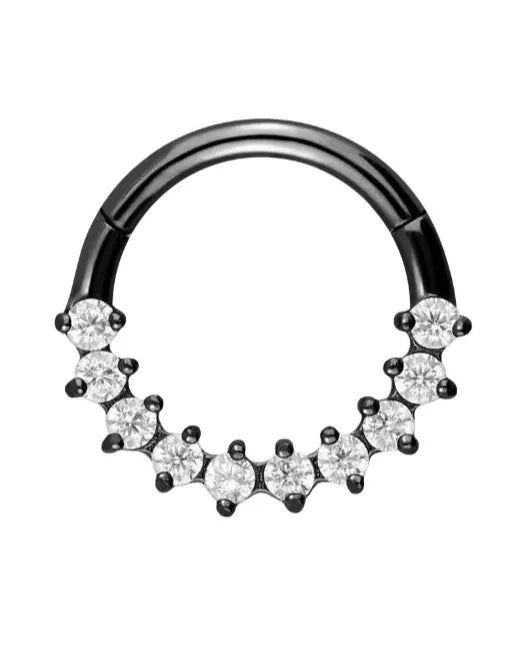 Surgical Steel 316L - Hinged Piercing Hoop 10 Crystals