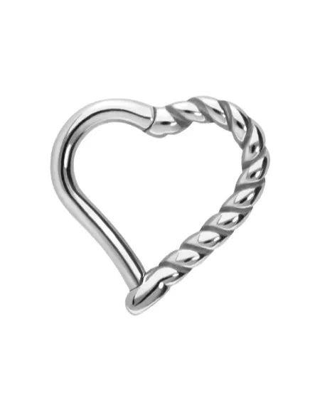 Surgical Steel 316L - Hinged Piercing Twisted Rope Heart