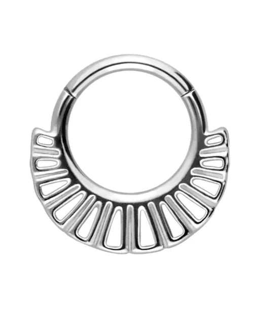 Surgical Steel 316L - Hinged Piercing Hoop Ethnic Design