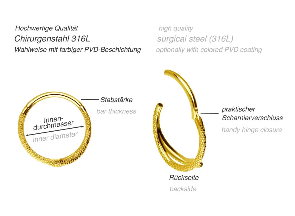 Surgical Steel 316L - Hinged Piercing Hoop Snake