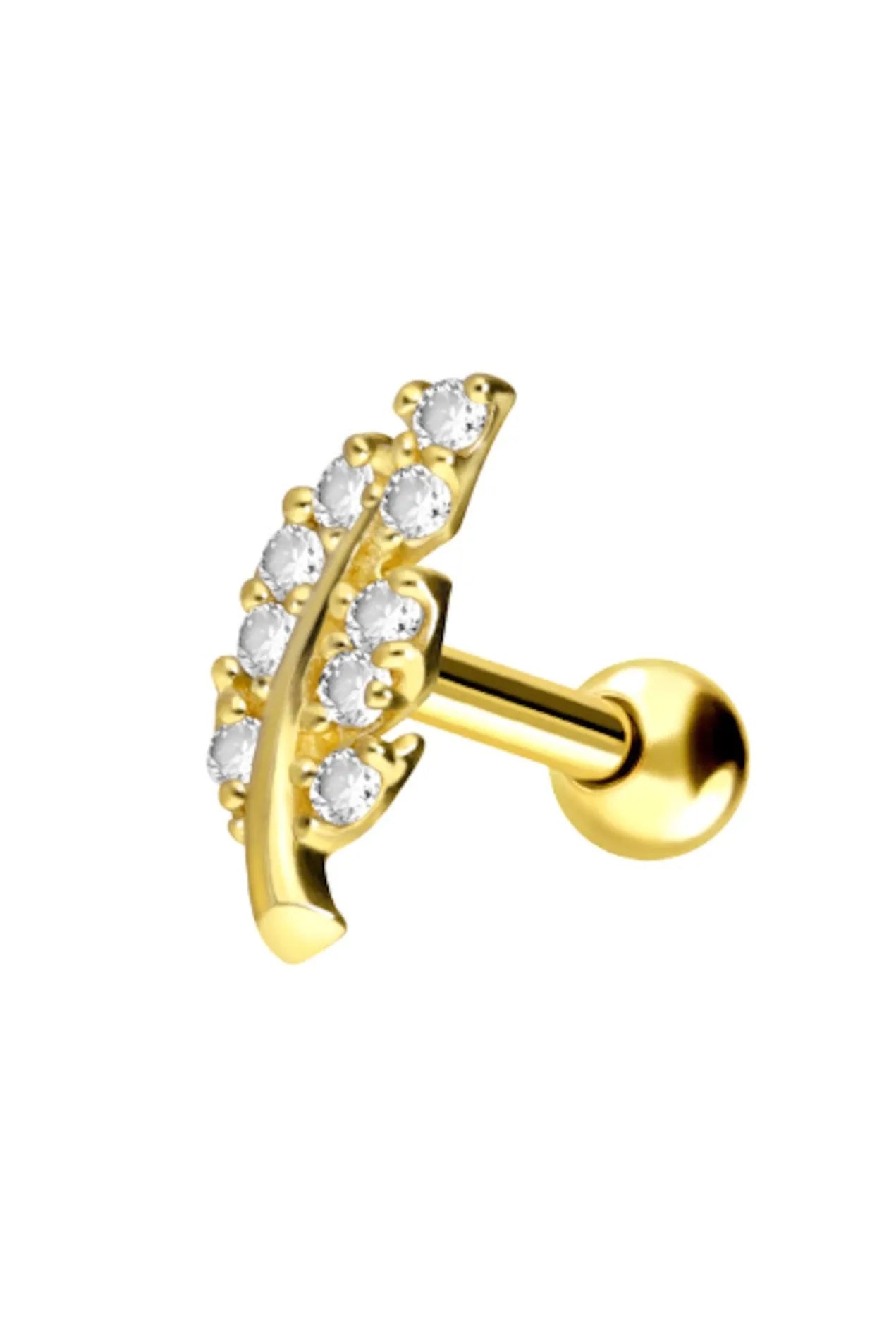 18 Carat Gold - Ear Piercing Elegant Sparkly Leaf