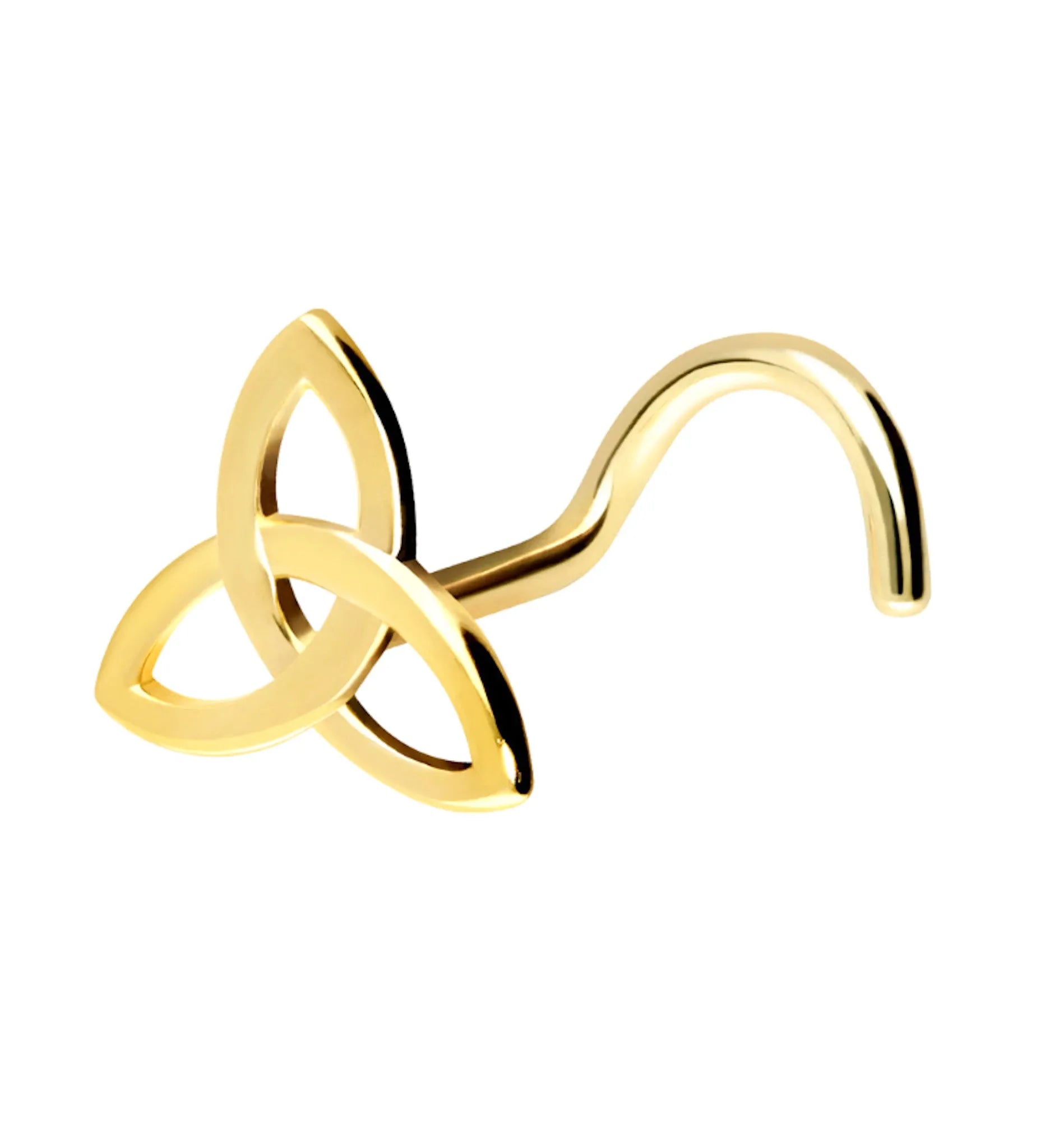 18 Carat Gold - Nose Stud Corkscrew Piercing Elegant Triskele