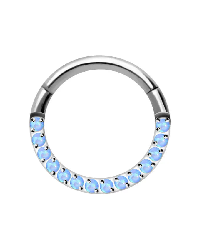 Titanium - Hinged Piercing Hoop Front Opals