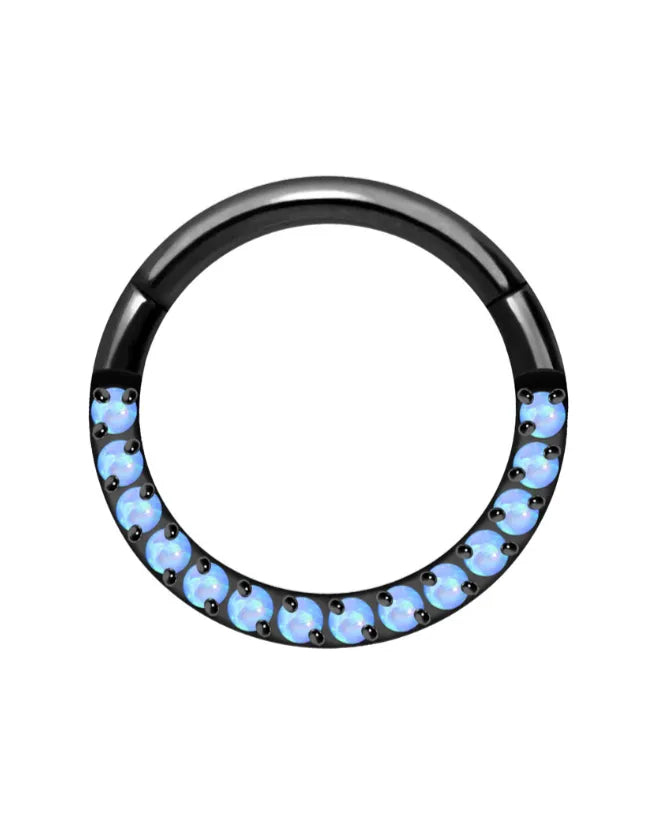 Titanium - Hinged Piercing Hoop Front Opals