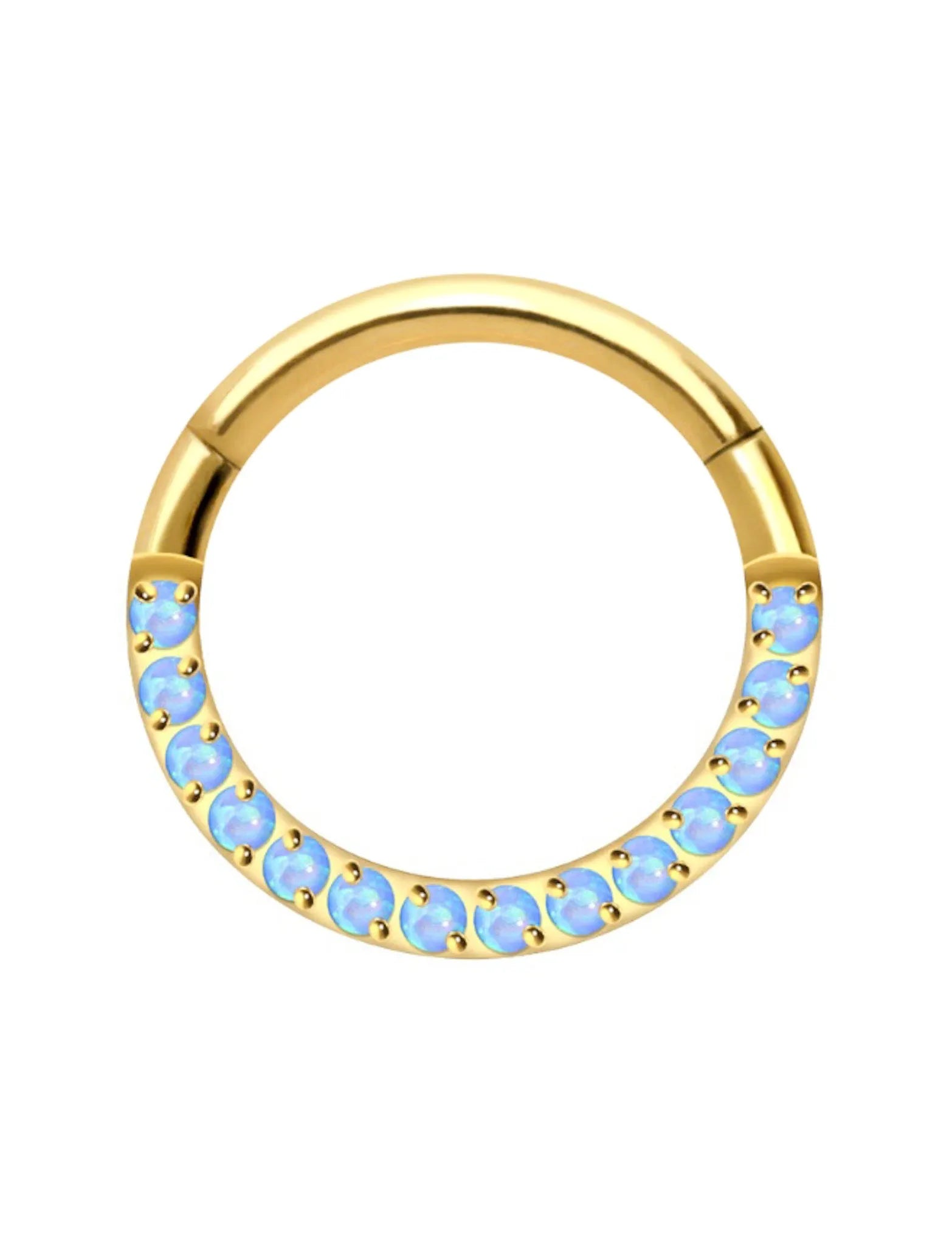 Titanium - Hinged Piercing Hoop Front Opals