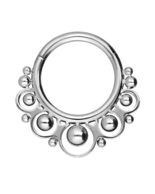 Titanium - Hinged Piercing Hoop Unique Oriental Design