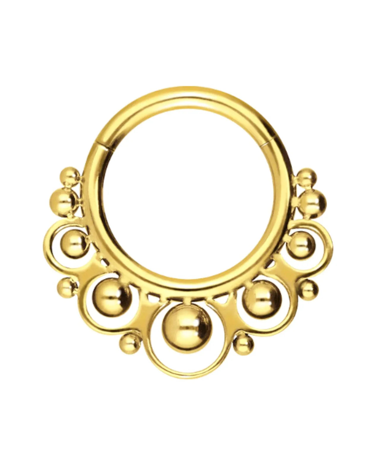 Titanium - Hinged Piercing Hoop Unique Oriental Design