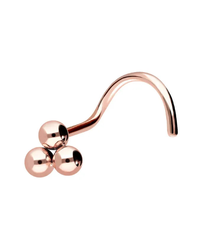 Titanium - Corkscrew Nose Stud Piercing 3 Balls