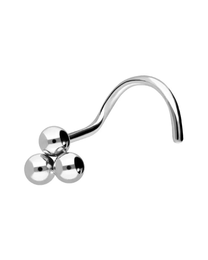 Titanium - Corkscrew Nose Stud Piercing 3 Balls