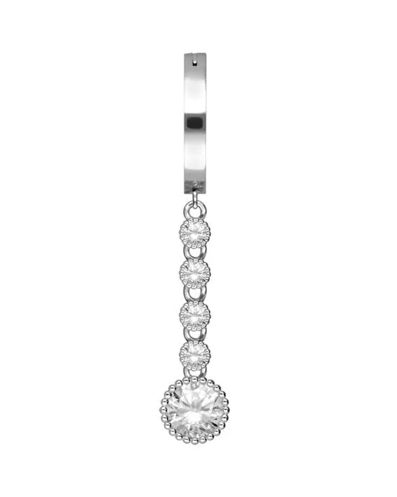 Titanium/ 925 silver - Belly Button Clicker Piercing Hoop + 5 Dangling Crystals