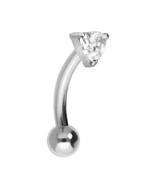 Titanium - Push Pin Curved Barbell Piercing Dainty Crystal Triangle