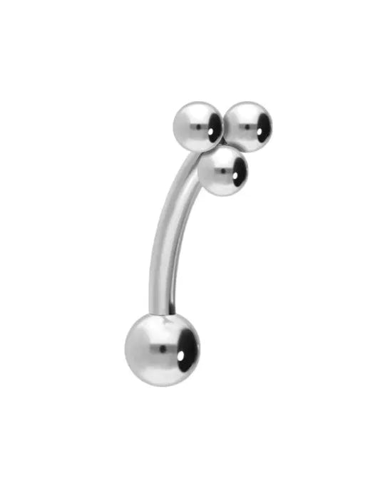 Titanium - Push Pin Curved Barbell Piercing 3 Dainty Balls