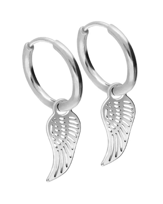 Surgical Steel 316L - Hinged Hoop Earrings Wing