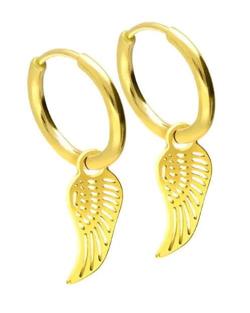 Surgical Steel 316L - Hinged Hoop Earrings Wing