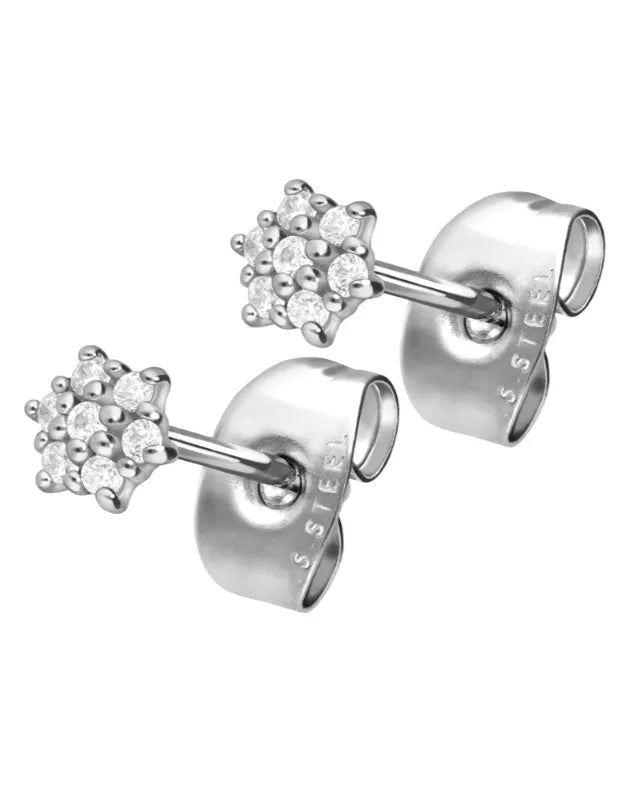 Surgical Steel 316L - Earring Studs Crystal Flower