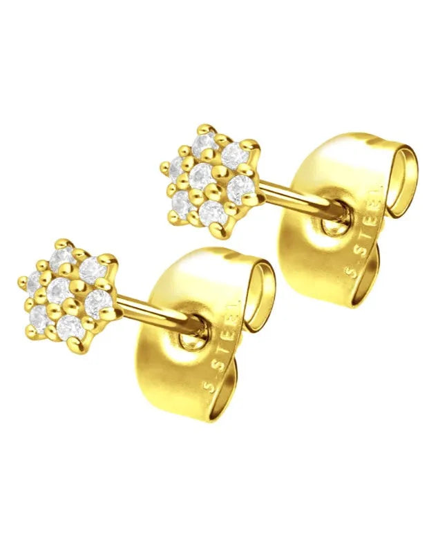 Surgical Steel 316L - Earring Studs Crystal Flower