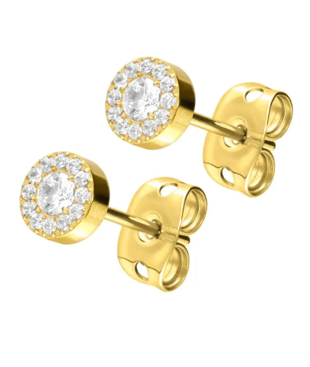 Titanium - Earring Studs Multi Crystal Disc