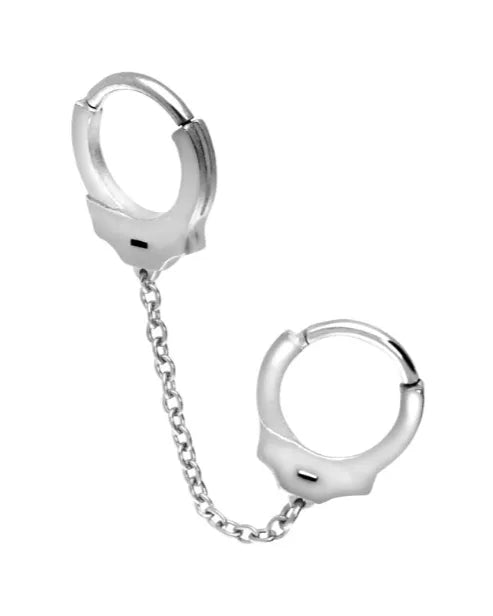 Surgical Steel 316L - Hinged Piercing Hoops 2 Connected Handcuffs