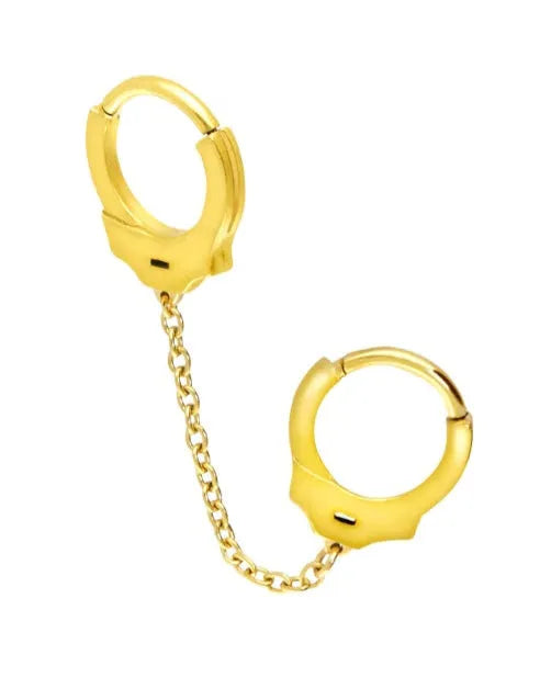 Surgical Steel 316L - Hinged Piercing Hoops 2 Connected Handcuffs