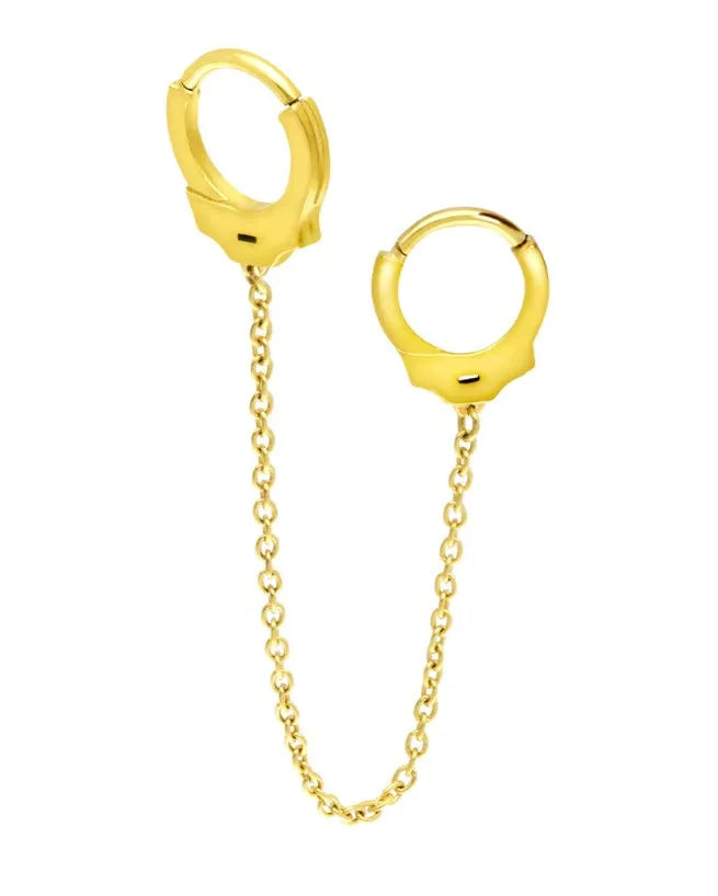 Surgical Steel 316L - Hinged Piercing Hoops 2 Connected Handcuffs