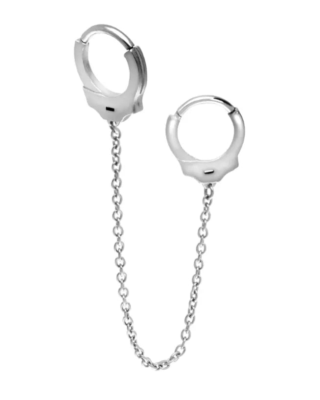 Surgical Steel 316L - Hinged Piercing Hoops 2 Connected Handcuffs