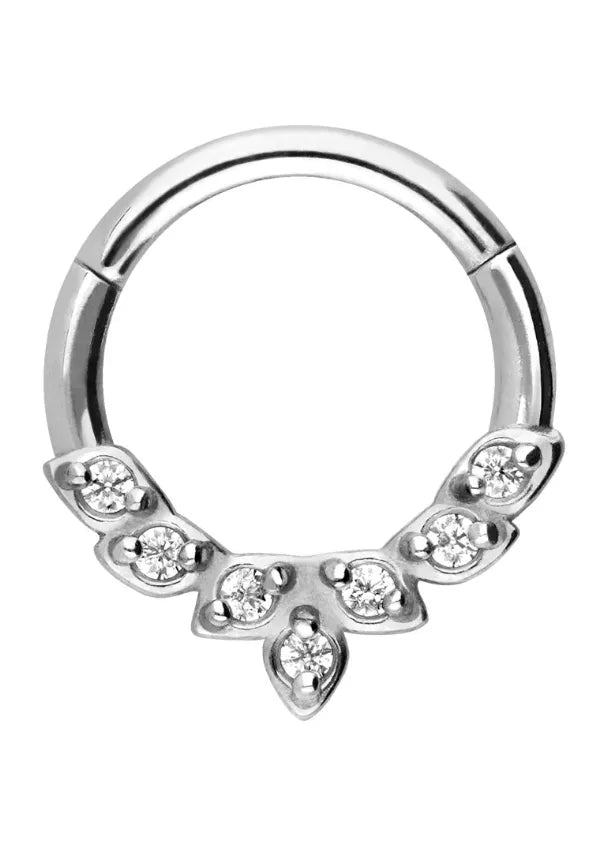 Surgical Steel 316L - Hinged Piercing Hoop Victory Leaves