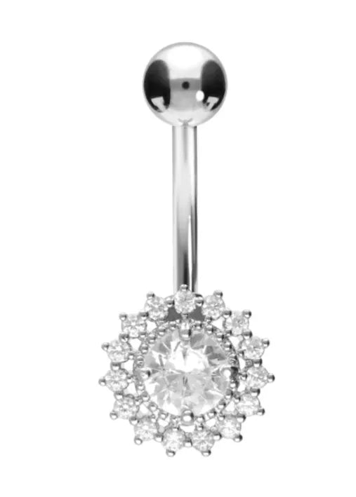 Surgical Steel 316L - Bellybutton Piercing Multi Crystal Sun