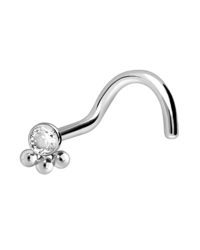 Titanium - Corkscrew Nose Stud Piercing Cute Design