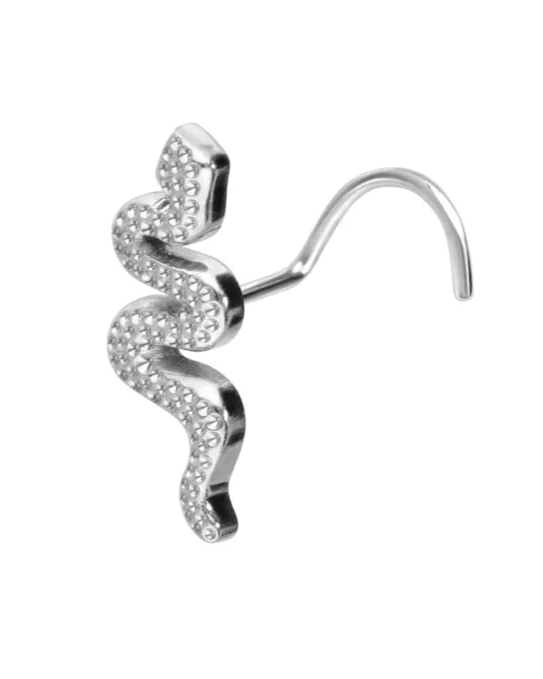 Titanium - Corkscrew Nose Stud Piercing Snake