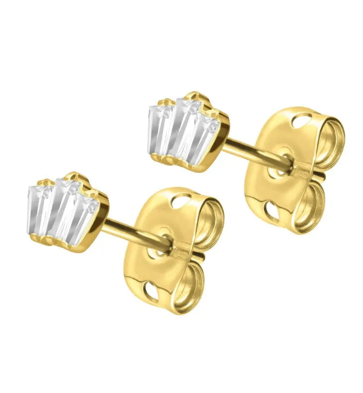 Titanium - Earring Studs Crystal Crown