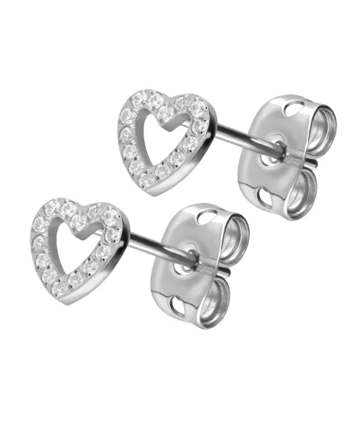 Titanium - Earring Studs Crystal Heart