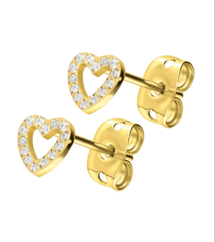 Titanium - Earring Studs Crystal Heart