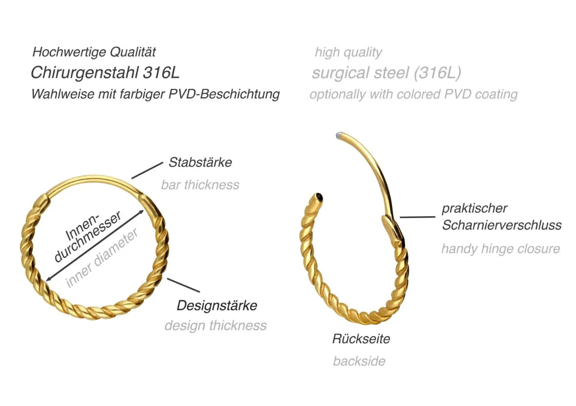 Surgical Steel 316L - Twisted Hoop Earrings