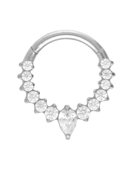 Titanium - Hinged Piercing Hoop Elegant Multi Crystals