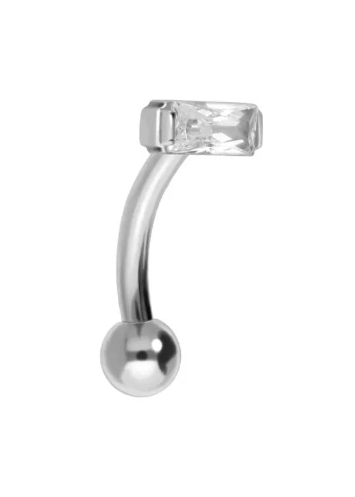 Titanium - Push Pin Curved Barbell Piercing Elegant Rectangle