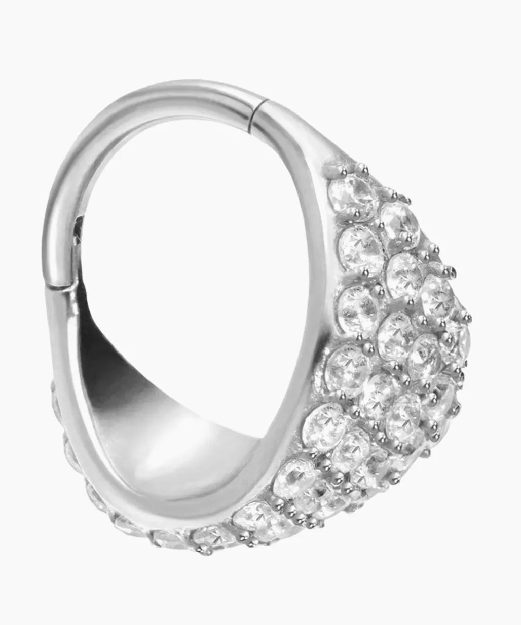 Surgical Steel 316L - Hinged Piercing Hoop Extravagant Crystal Shield