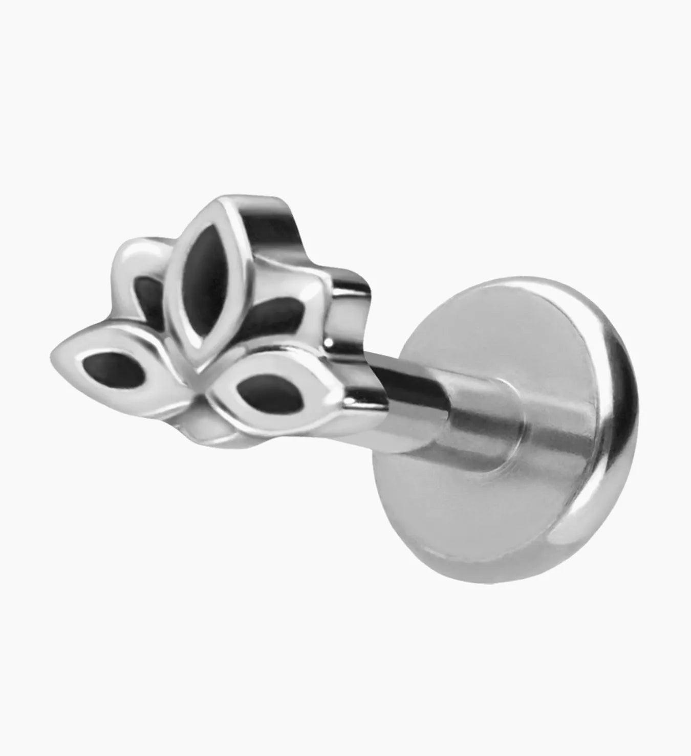 Titanium - Push Pin Flat Back Piercing Dainty Lotus