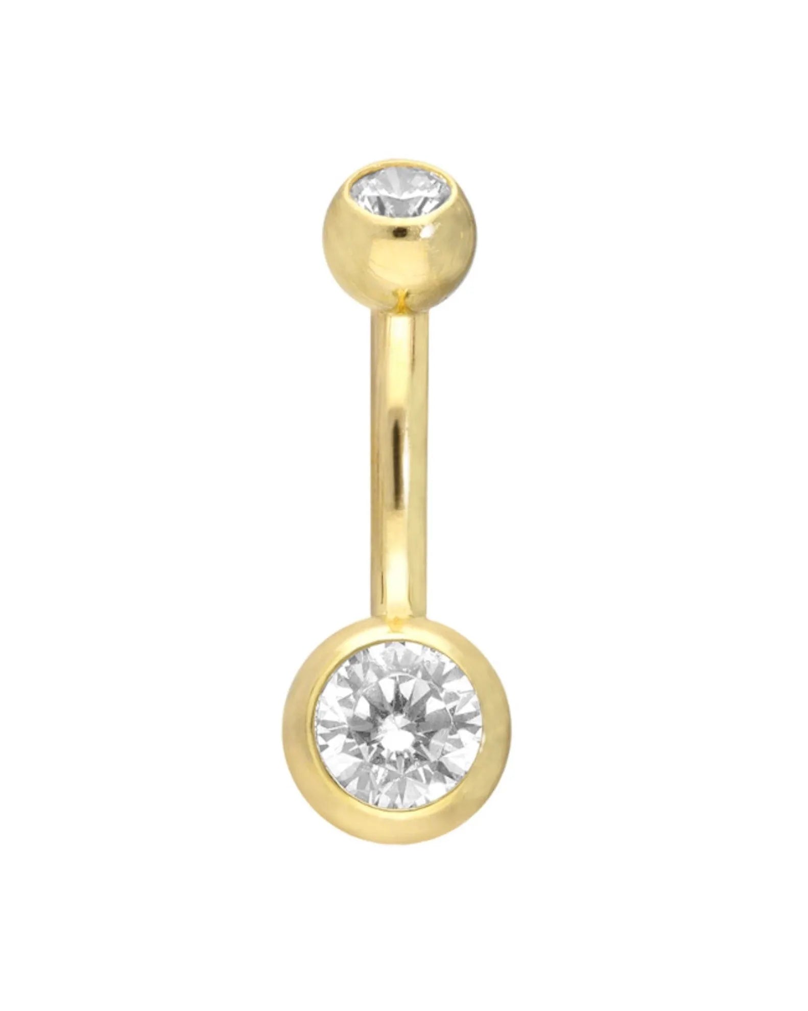 18 Carat Gold - Mini Belly Button Piercing 2 Crystals